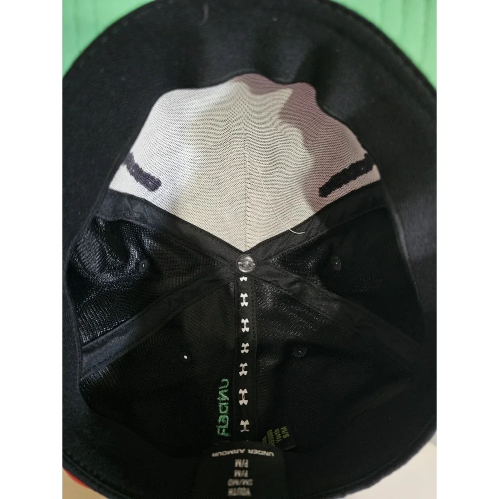 Under Armour Youth Green Striped Black Patch Logo Baseball Cap S-M